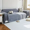 Thickened dark gray chenille sofa cover with striped texture and frayed edges - 180x90 / Dark Gray