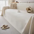 Macro detail of creamy white chenille sofa cover showing thick twill woven texture - Herringbone Handkerchief - Beige / 180*90