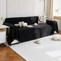 Thick black chenille sofa cover with woven striped texture for furniture protection - 180x90 / Black