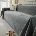 Gray herringbone woven sofa cover blanket featuring premium texture and durable fringe - Herringbone Handkerchief - Dark Gray / 180*90