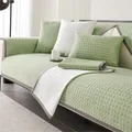 Funda de sofá de verano verde claro con textura de panal transpirable y base antideslizante - Cojín de sofá / 90x260 / Verde Starry