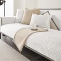 Funda de sofá de verano blanca con textura de diamante y ribete gris elegante - Cojín de sofá / 90x260 / Blanco Roto Starry