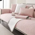 Cool-touch breathable sofa cushion set in light pink and white with honeycomb texture - Starry Pink