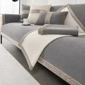 Modern grey and beige chenille waffle weave non-slip sofa cover and cushion set - To Youth - Dark Gray / 45*45 Pillowcase