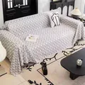 Housse de canapé en soie glacée fraîche avec motif à carreaux gris et blanc - 180*380 / Gris