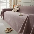 Smoky pink herringbone chenille sofa cover throw with premium thick woven texture - Herringbone Handkerchief - Pink / 180*90