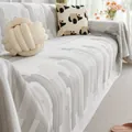 Funda de sofá refrescante de seda de hielo blanca y gris con letras elegantes - 180cmx130cm / Gris