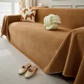 Caramel herringbone chenille sofa throw with decorative tassels for living room decor - Herringbone Handkerchief - Orange / 180*90