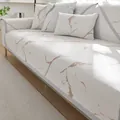 Ice silk sofa cushion with marble pattern and textured waffle fabric in white and gray - 70*70 / Minimalist Coffee
