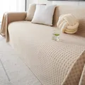 Beigefarbene Waffelstruktur-Sofaabdeckung aus Eisseide für sommerliche Kühle im Wohnzimmer - 45*45mm / Dekokissenbezug / Starry Khaki