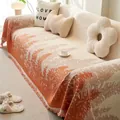 Nordic forest sofa cover in cream and brick red jacquard weave with fringe details - Compact / Orange