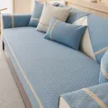 Funda de sofá de chenilla gris azulado con jacquard de diamantes y encaje fino - Azul / 70*70