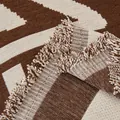 Chenille bohemian bed runner with brown and beige geometric wave patterns and tassels - Bohemian Chocolate