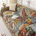 Vintage floral oil painting style sofa throw cover with elegant tassel edges - 180*130 / Retro Oil Painting-Floral Cluster