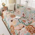 Floral butterfly pattern sofa cover blanket with tassels in pastel macaron colors - 180*130 / Retro Oil Painting-Flourishing