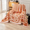 Bohemian orange and beige geometric sofa cover with decorative tassels for armchairs - 180*90 / Orange