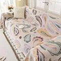 Copridivano in maglia stile retrò con motivi paisley colorati e dettagli con frange - Pittura a Olio Retrò-Piuma