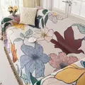 Copridivano vintage americano floreale con nappe e trama in maglia jacquard morbida - Pittura a Olio Retrò-Umore Tulipano
