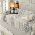Bohemian geometric jacquard sofa throw blanket in grey and white with fringe edge - 180*130 / Gray