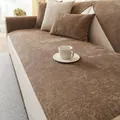 Waterproof dark khaki chenille sofa cover with matching pillows for living room - 70*70 / Brown