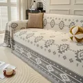 Nordic gray and white jacquard sofa throw blanket with geometric diamond patterns and fringe - Light Gray