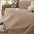 Beige herringbone sofa cover with elegant fringe details and thick woven texture fabric - 180*90 / Khaki