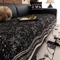 Chenille-Sofa-Überwurf mit schwarz-weißem Strukturmuster im nordischen Stil - 90*70 / Schwarz