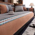 Funda de cojín de chenilla gris y naranja con elegante encaje bordado floral azul - Cojín de sofá / 70*70 / Verano-Gris