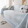 Blue and white knitted ice silk sofa cover with every day floral pattern print - 180*130 / Ice Bear Blue