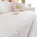 Cooling ice silk sofa cushion in cream white with feather quilted texture anti-slip - 110cmx210cm / Beige