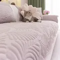 Ice silk cooling sofa cover in light purple with 3D leaf quilted patterns and non-slip backing - 110cmx210cm / Brown