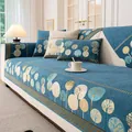 Funda de sofá de chenilla azul marino con diseño jacquard de bosque dorado abstracto - 70*70 / Azul
