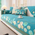 Nordic minimalist lake blue chenille sofa cover with golden tree pattern and non-slip back - 70*70 / Green