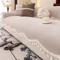 Cuscino per divano in ciniglia beige con bordi a frange e trama morbida minimalista - 70*70 / Beige