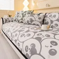 Cuscino per divano in ciniglia con motivo panda e cuscini in crema e grigio - 70*70 / Panda Grigio