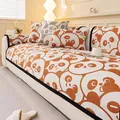 Copridivano e cuscino in ciniglia con motivo panda arancione e fondo antiscivolo - 70*70 / Panda Arancione