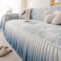 Housse de canapé à fleurs bleues style français avec volants et dégradé chic - 180*130 / Bleu