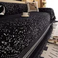 Funda de sofá de chenilla en blanco y negro con flecos y tejido geométrico - 180*130 / Toalla de Sofá Cielo Estrellado - Negro