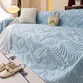 Light blue ice silk sofa cover with embossed feather quilted texture pattern - 180x130 / Blue