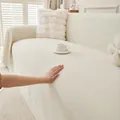 Thick cream corduroy sofa cover with anti-scratch fabric and soft textured finish - 180*130 / Beige