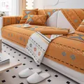 Bohemian orange chenille sofa cover with geometric patterns and tassel details - 70*70cm / Orange