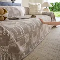 Detail of cream-style washed cotton sofa cover showing geometric patterns and thick texture - 180*90 / Light Mocha