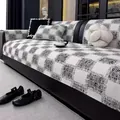 Fodera per divano moderna a quadri bianchi e neri con cuscini abbinati sulla pelle - 70*70cm / Nero