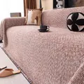 Couverture de canapé en tricot mélangé rose et violet avec franges et texture épaisse - 180x130cm / Vieux rose