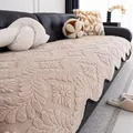 Dik beige pluchen bankkussen met 3D-bloemenpatronen in reliëf en golvende randen - Bankkussen / 90x90cm / Khaki