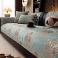 European jacquard sofa cushion set with floral patterns in light green and gold - 90*90cm / Green