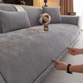 Premium grey chenille sofa cover with thick woven texture and matching pillows - 70*70 / Gray