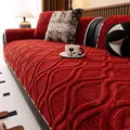 Bright red plush sofa cover with 3D jacquard texture and non-slip warm fabric - 70x70cm / Sofa Cushion / Red