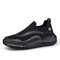 Atmungsaktive Slip-On-Sneaker aus schwarzem Strickgewebe mit dicker Dämpfungssohle - EU 39 / Ganz Schwarz