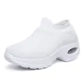 Baskets chaussettes blanches pour femmes avec semelle plateforme et coussin d'air - 35 / Blanc